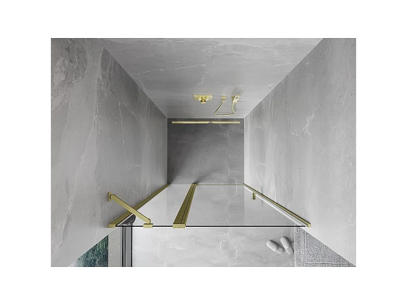 Mexen Mist scharnierende douchedeur 85 cm, transparant, goud geborsteld - 8A4-085-000-55-00