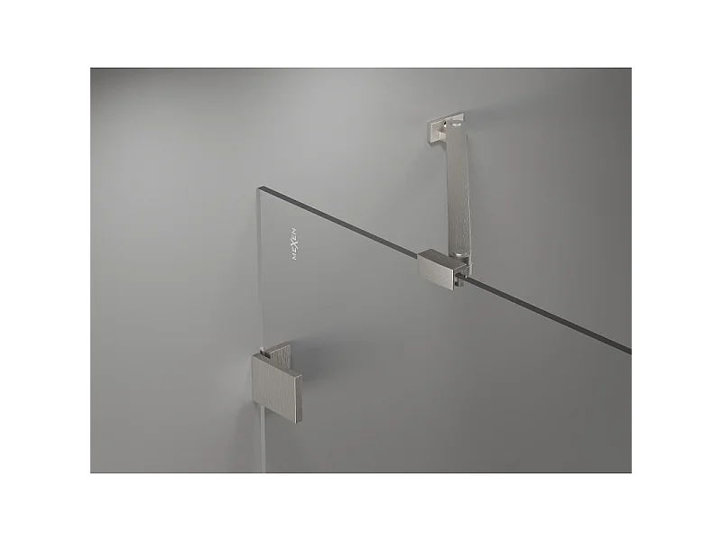 Mexen Lunar Duo brusedøre med hængsel 160 cm, transparent, børstet nikkel - 834D-160-000-97-00