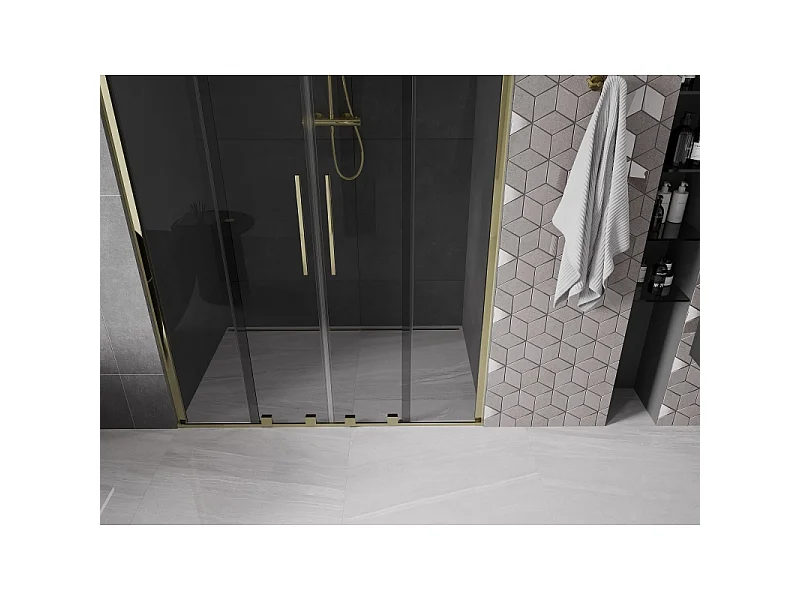 Mexen Velar Duo Schiebeduschtür 140 cm, Graphit, Gold - 871-140-000-42-50
