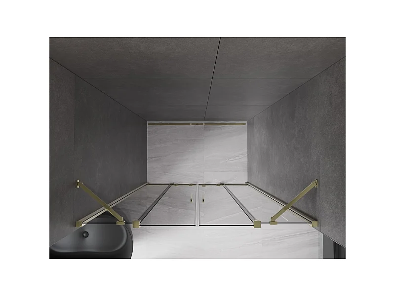Mexen Velar Duo Schiebeduschtür 140 cm, Graphit, Gold - 871-140-000-42-50