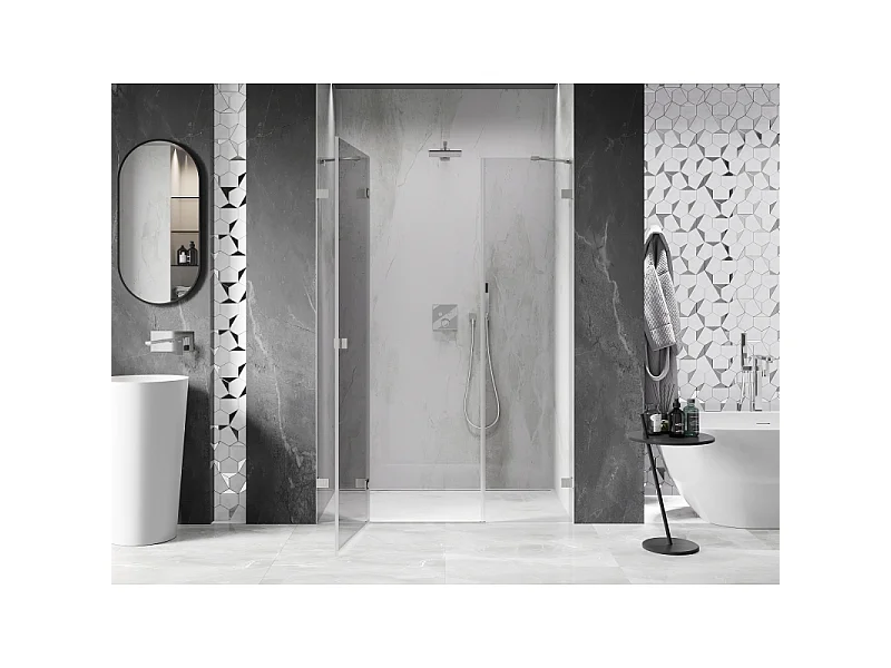 Mexen Lunar porte de douche pivotante gauche 120 cm, transparent, nickel brossé - 834S-120-050-97-00-L