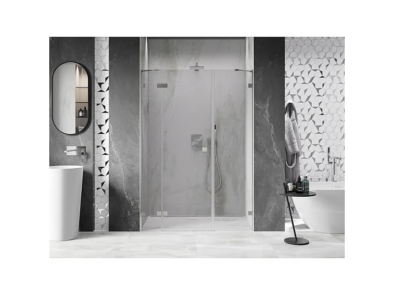 Mexen Lunar porte de douche pivotante gauche 120 cm, transparent, nickel brossé - 834S-120-050-97-00-L