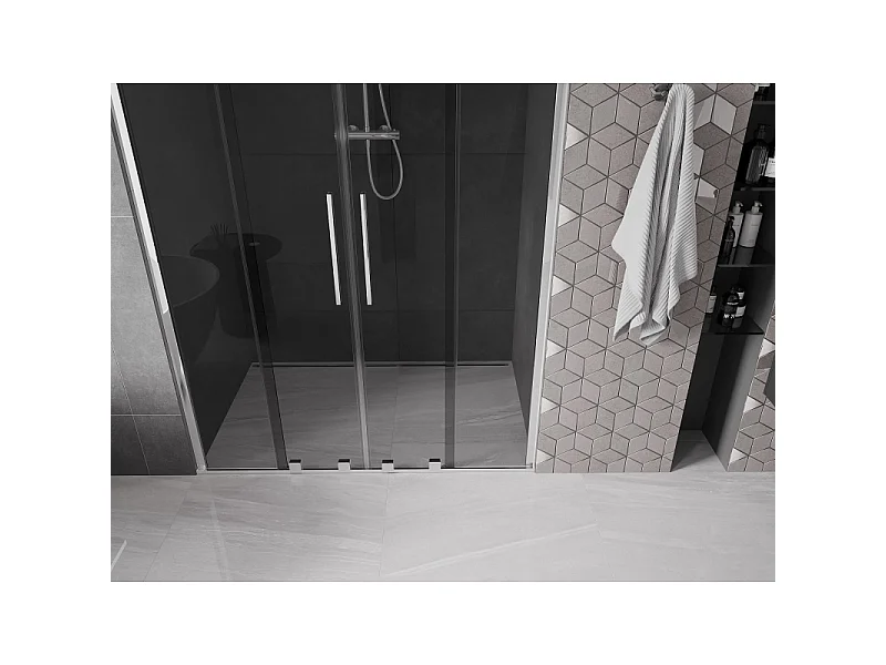 Mexen Velar Dvojna drsna vrata za prho 160 cm, grafit, krom - 871-160-000-42-01