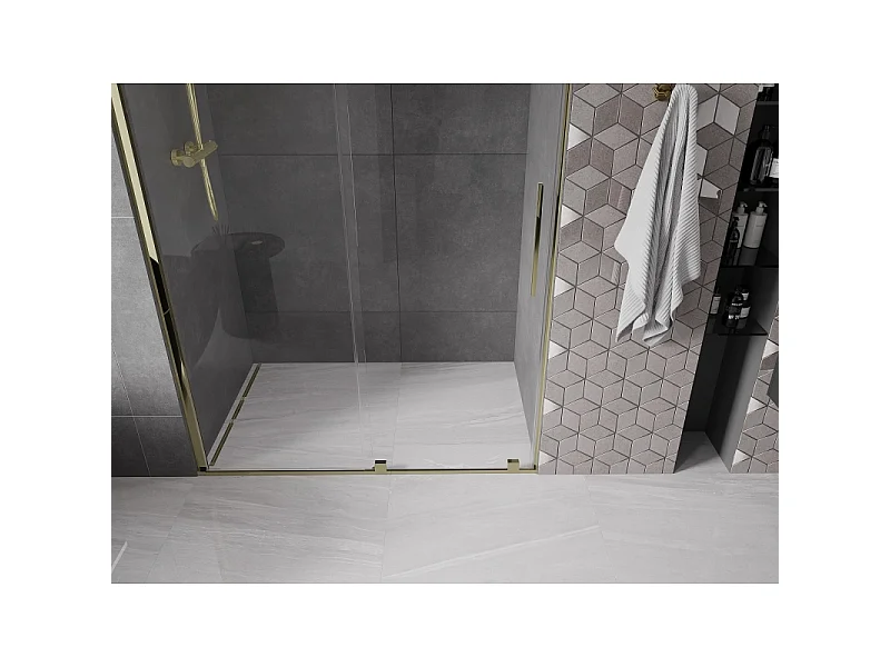Mexen Velar 160 cm Sliding Shower Door, Transparent, Gold - 871-160-000-01-50