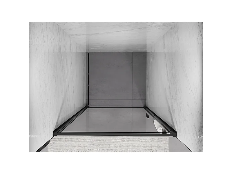 Mexen Exo porta doccia a battente 85 cm, trasparente, nera - 817-085-000-70-00
