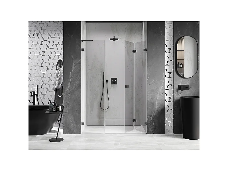 Mexen Lunar-F L porte de douche pliantes droite 120 cm, transparent, gun metal - 836SL-120-050-95-00-P