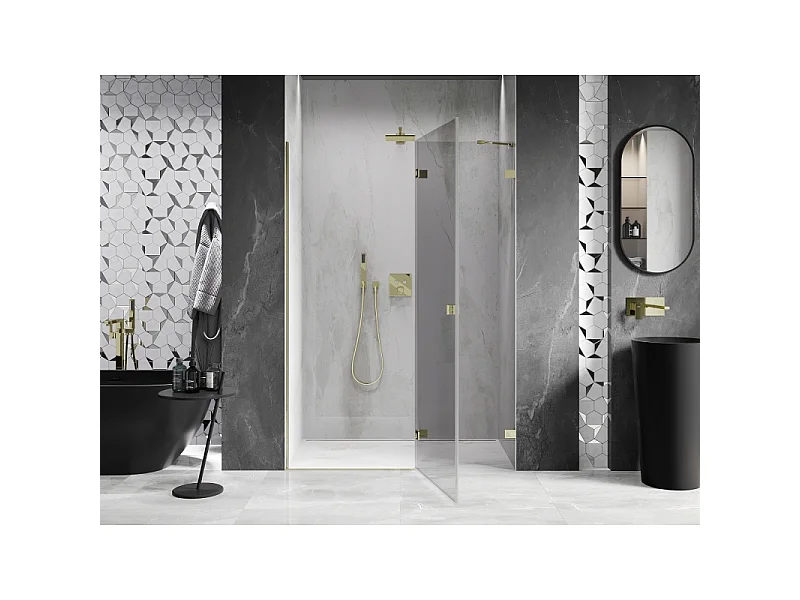 Mexen Lunar shower door right hinge 140 cm, transparent, gold - 834-140-000-50-00-P