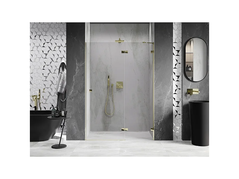 Mexen Lunar shower door right hinge 140 cm, transparent, gold - 834-140-000-50-00-P