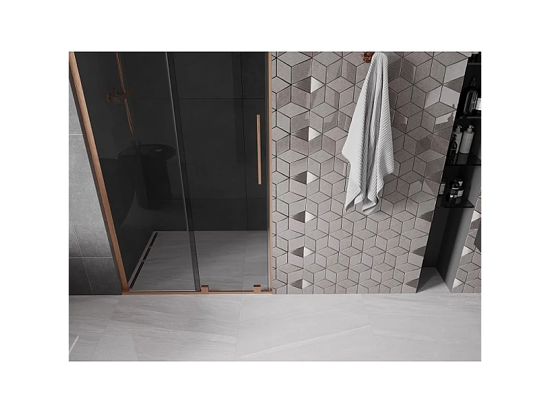 Mexen Velar L Duschtür 110 cm, grafit, gebürstetes Kupfer - 871-110-003-41-65