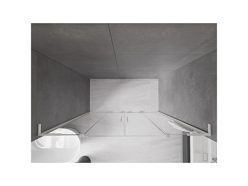Mexen Velar L Duo schuifdouchedeur 200 cm, transparant, geborsteld nikkel - 871-200-003-02-97