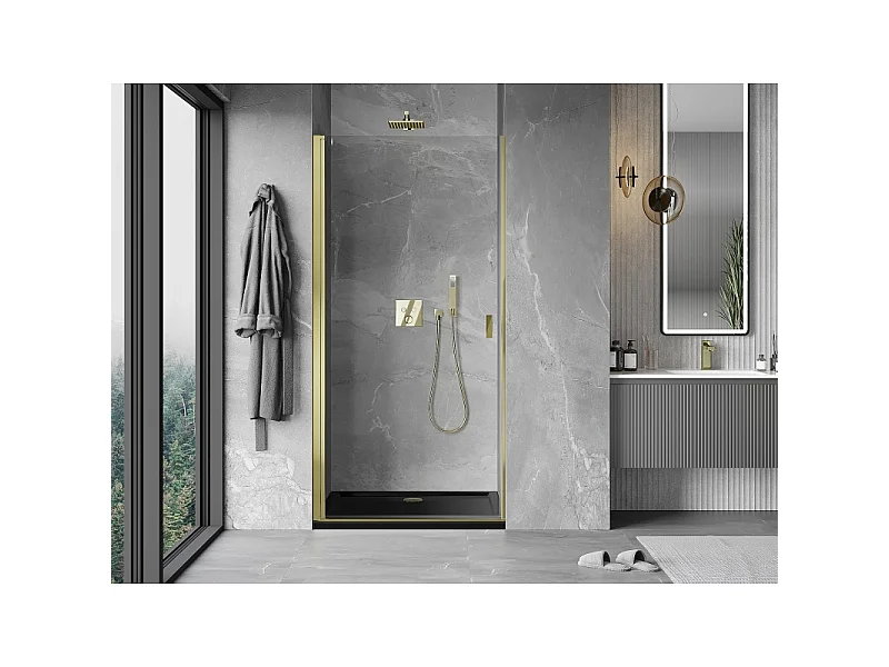 Mexen Mist-B draaideur douchedeur 70 cm, transparant, goud - 8A2-070-000-50-00