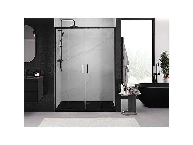 Mexen Exo Duschdoppeltüren 150 cm, transparent, schwarz - 8152-150-000-70-00