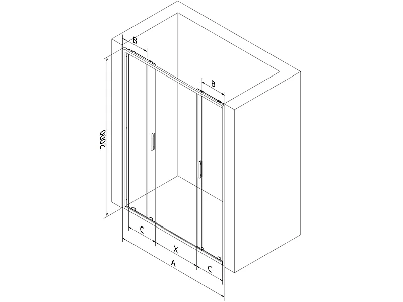Mexen Exo Duschdoppeltüren 150 cm, transparent, schwarz - 8152-150-000-70-00
