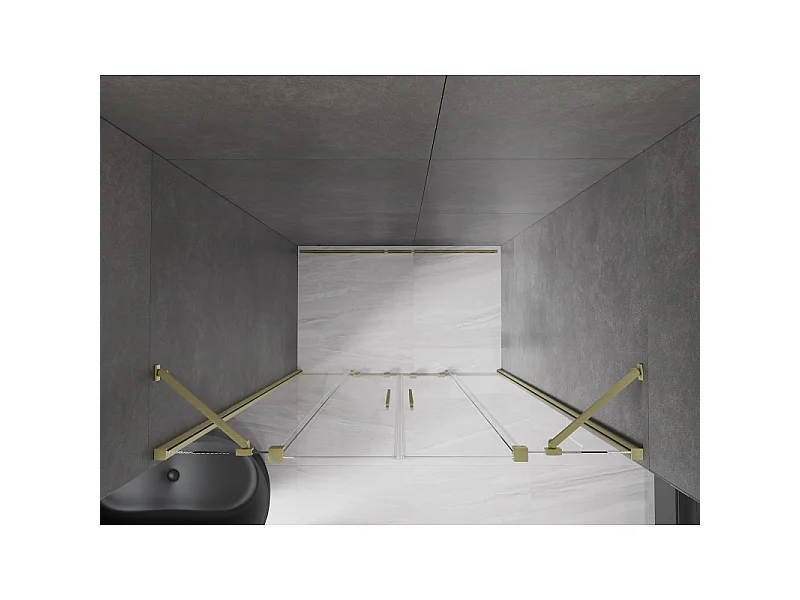 Mexen Velar Duo schuifdouchedeur 140 cm, transparant, geborsteld goud - 871-140-000-02-55