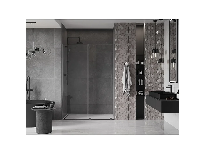 Mexen Velar porte de douche coulissante 140 cm, transparent, gris canon brossé - 871-140-000-01-66