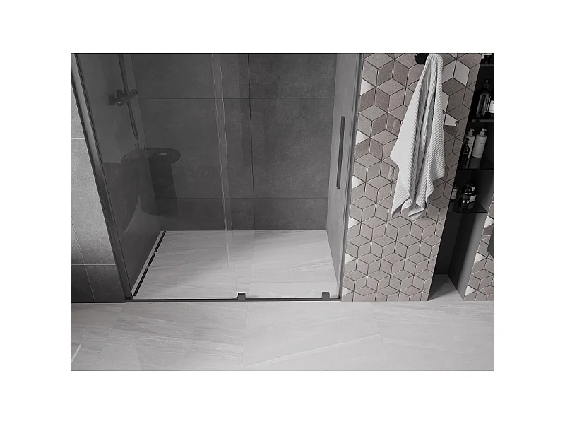 Mexen Velar porte de douche coulissante 140 cm, transparent, gris canon brossé - 871-140-000-01-66