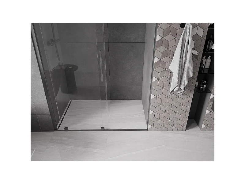 Mexen Velar porte de douche coulissante 140 cm, transparent, gris canon brossé - 871-140-000-01-66