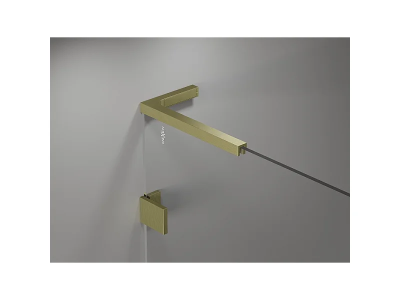 Mexen Lunar L Duo krilna vrata za prho 140 cm, prosojna, brušeno zlato - 834DL-140-000-55-00