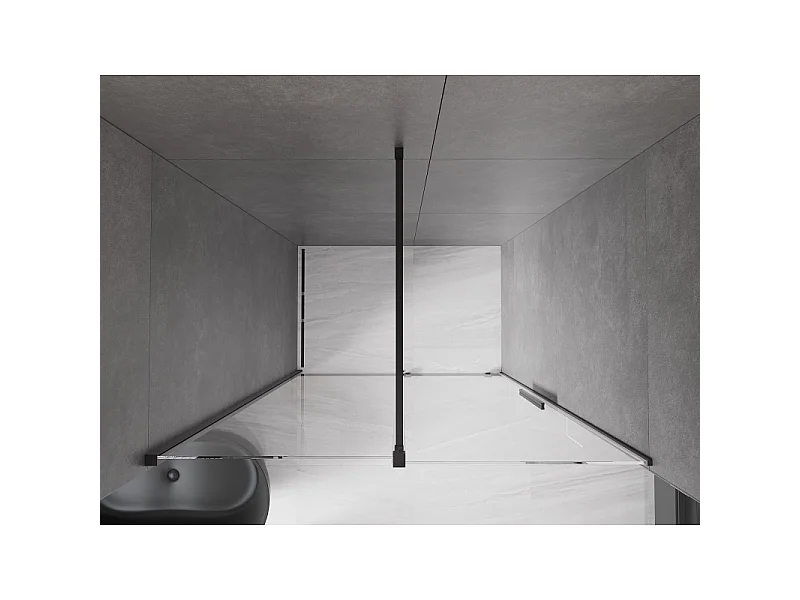 Mexen Velar skydedør bruser 130 cm, transparent, sort - 871-130-000-01-70