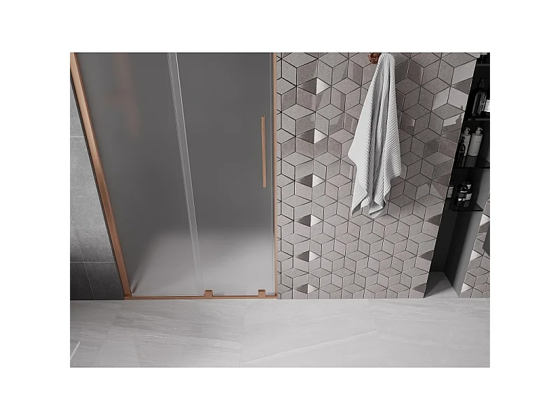 Mexen Velar Schiebetür 120 cm, Mattglas, gebürstetes Kupfer - 871-120-000-31-65