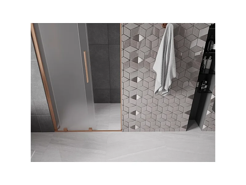 Mexen Velar Schiebetür 120 cm, Mattglas, gebürstetes Kupfer - 871-120-000-31-65
