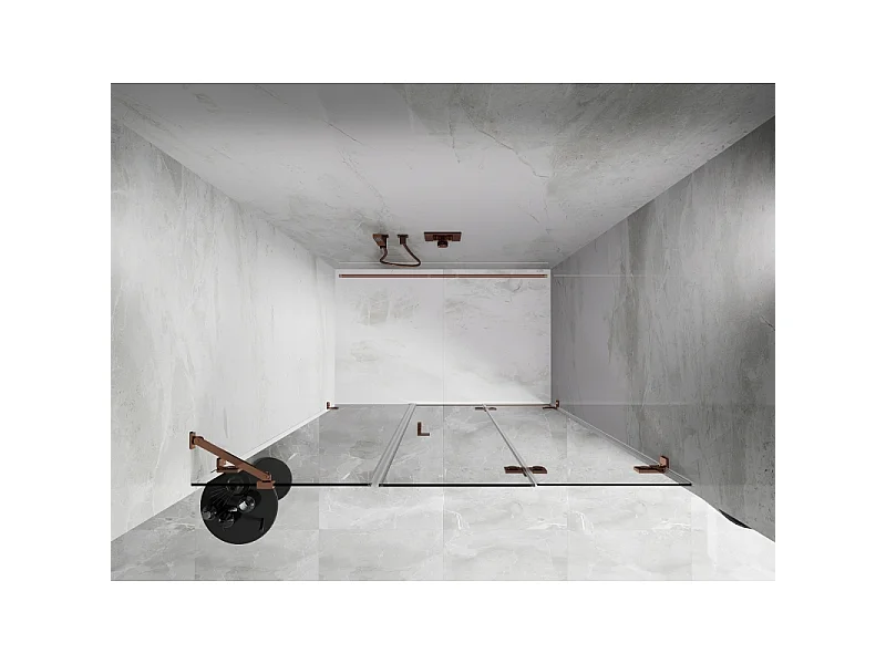 Mexen Lunar-F folding shower door right 140 cm, transparent, rose gold - 836S-140-050-60-00-P