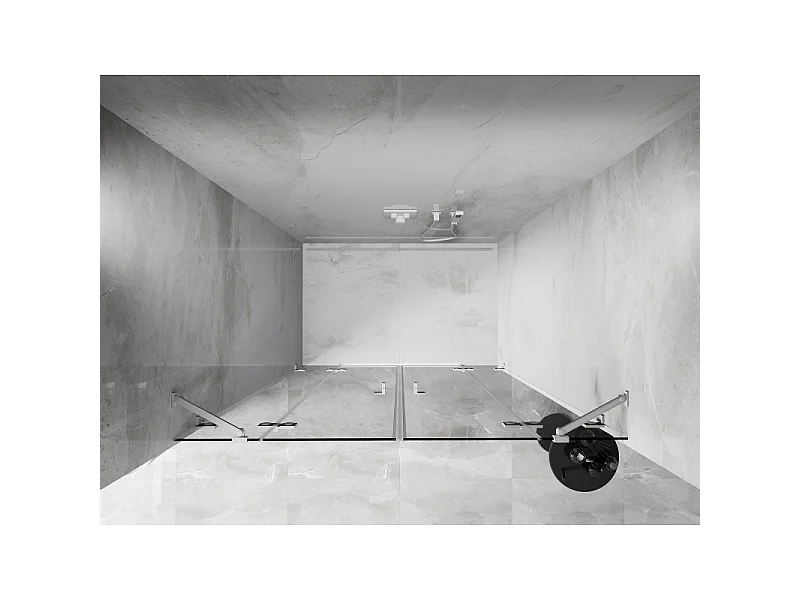 Mexen Lunar Porte de douche pivotante Duo 150 cm, transparent, blanc - 834D-150-000-20-00