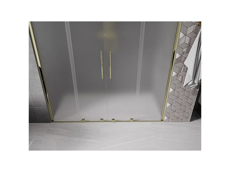 Mexen Velar Duo sliding shower door 200 cm, frost, gold - 871-200-000-32-50