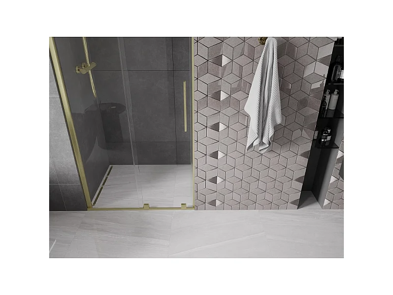 Mexen Velar porte de douche coulissante 110 cm, transparent, or brossé - 871-110-000-01-55