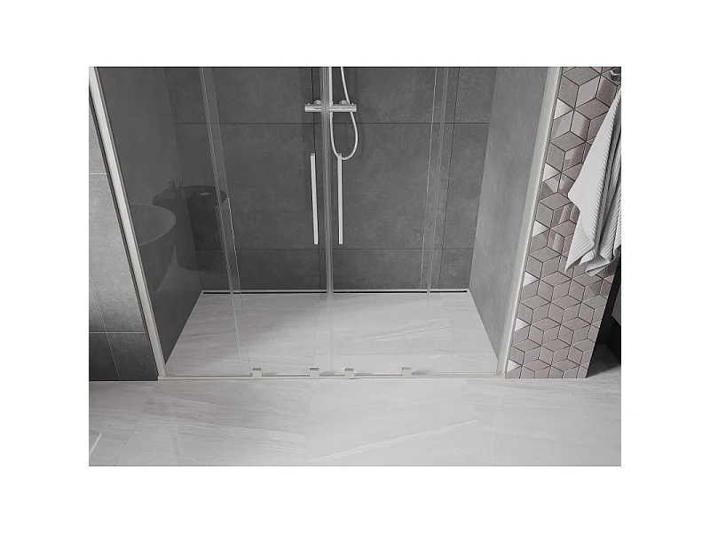 Mexen Velar Duo drzwi prysznicowe rozsuwane 200 cm, transparent, nikiel szczotkowany - 871-200-000-02-97