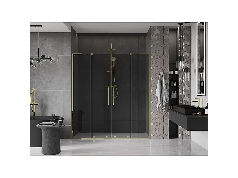 Mexen Velar L Duo Schiebetür 180 cm, Graphit, Gold - 871-180-003-42-50