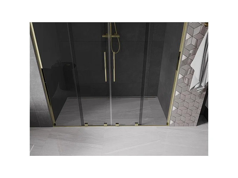 Mexen Velar L Duo Schiebetür 180 cm, Graphit, Gold - 871-180-003-42-50
