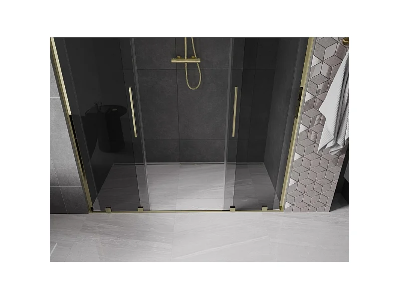 Mexen Velar L Duo Schiebetür 180 cm, Graphit, Gold - 871-180-003-42-50