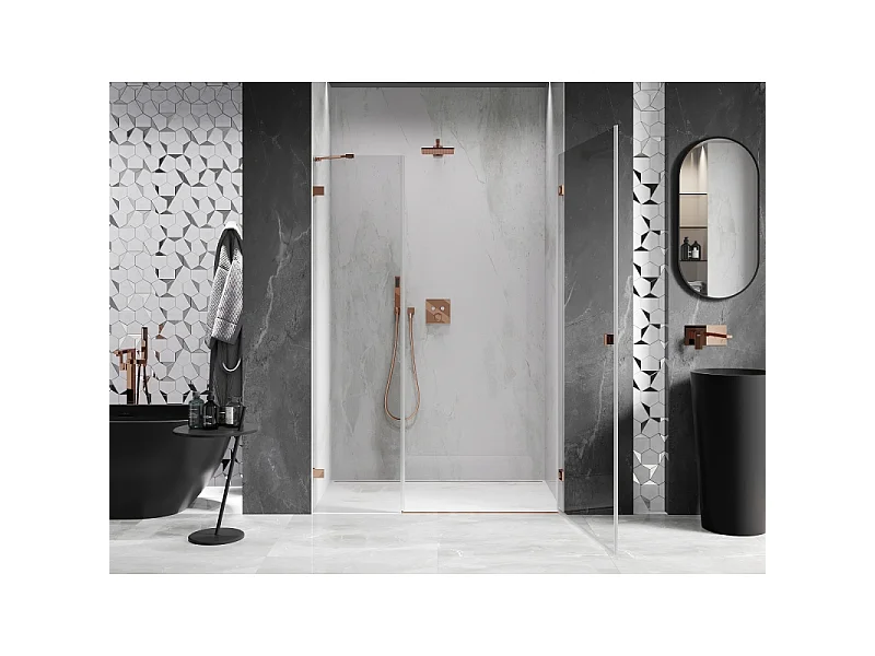 Mexen Lunar-B Duschdrehtür rechts 120 cm, transparent, Roségold - 832S-120-050-60-00-P