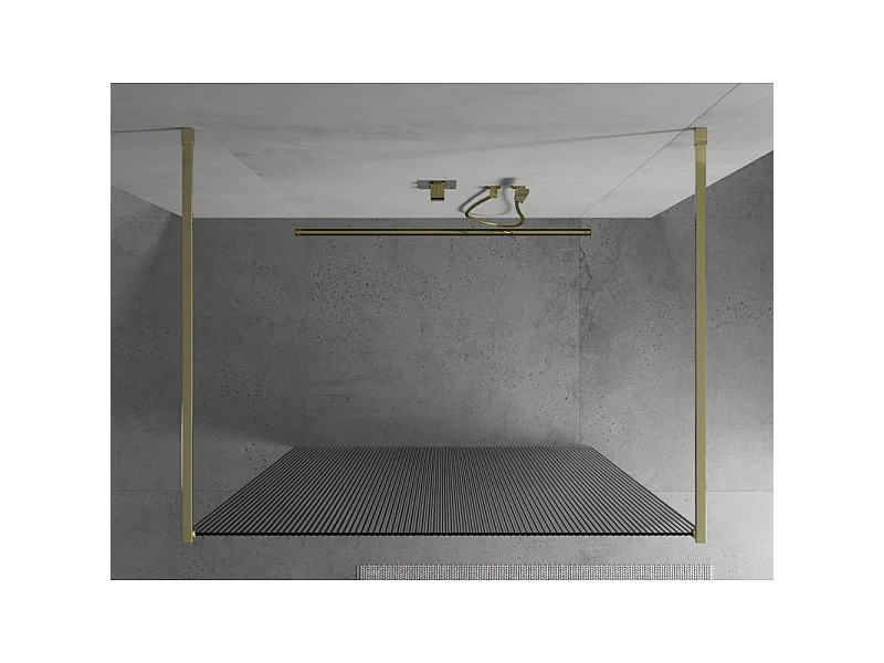 Mexen Kioto panel de ducha independiente 120 x 200 cm, rayas 8 mm, oro - 800-120-002-50-09