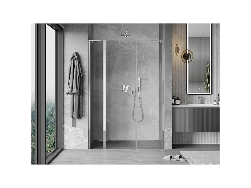 Mexen Mist L porta de chuveiro articulada 145 cm, transparente, cromada - 8A4L-145-001-01-00