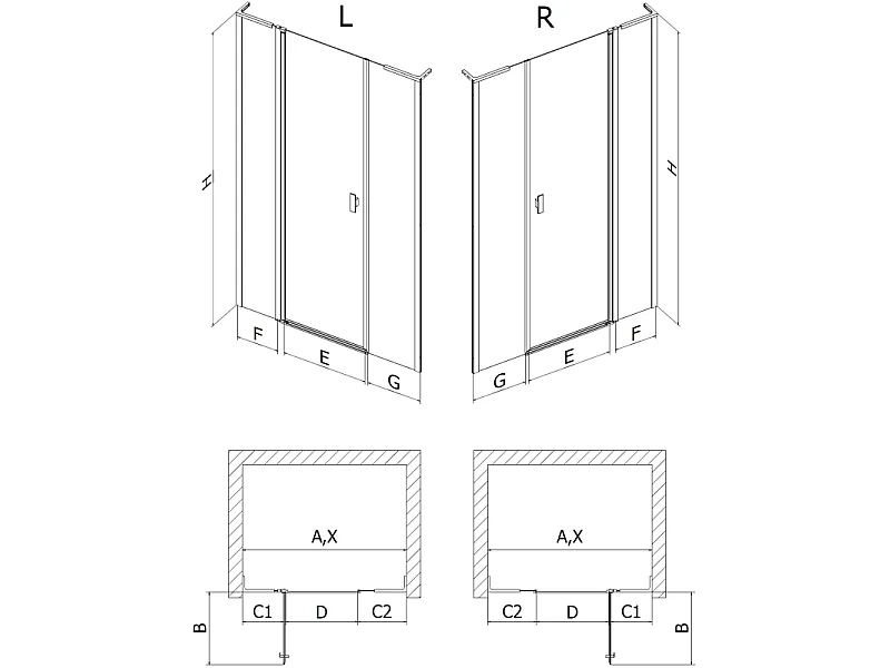 Mexen Mist L porta de chuveiro articulada 145 cm, transparente, cromada - 8A4L-145-001-01-00