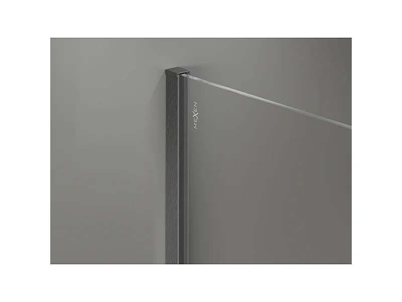Mexen Kioto-X brusevæg Walk-in 90 x 200 cm, transparent 10 mm, gun grå børstet - 800-090-101-66-00-X