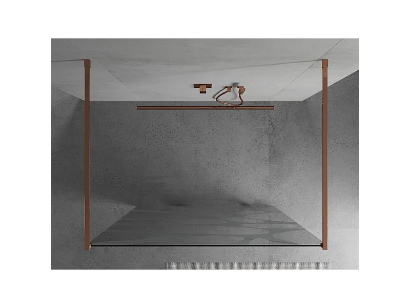 Mexen Kioto Paroi de douche autoportante 140 x 200 cm, vague blanche 8 mm, or rose - 800-140-002-60-97
