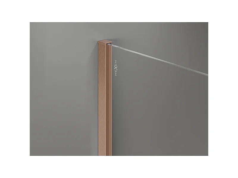 Mexen Kioto-X paroi de douche Walk-in 130 x 200 cm, graphite 10 mm, cuivre brossé - 800-130-101-65-40-X