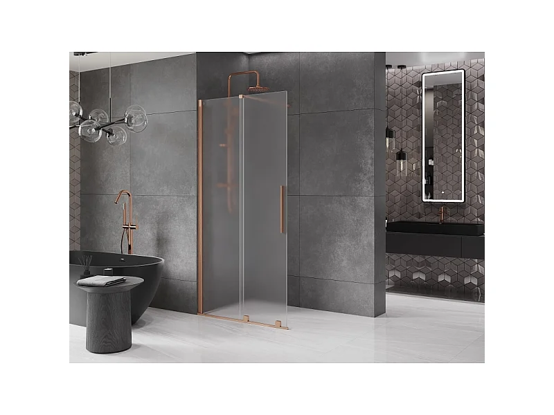 Mexen Velar Walk-in Shower Screen 70 x 200 cm, Frosted 8 mm, Brushed Bronze - 871-070-000-33-65