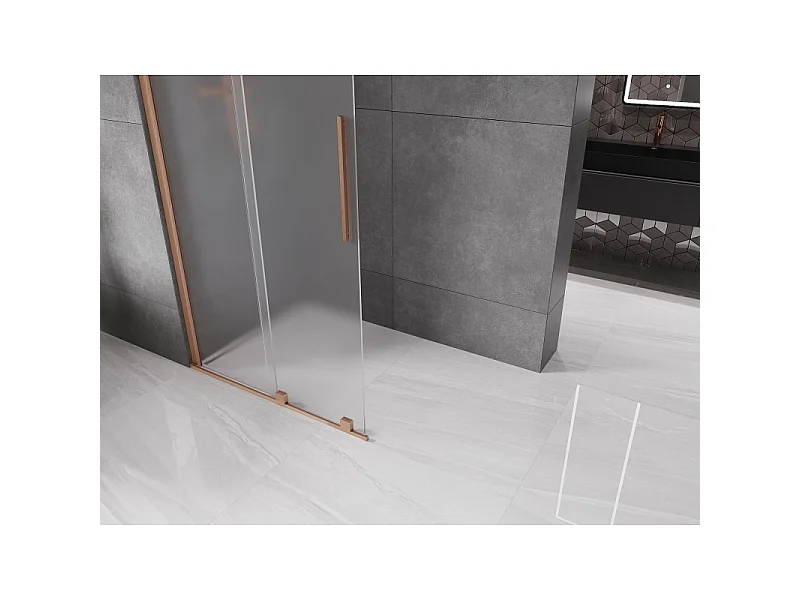 Mexen Velar Walk-in Shower Screen 70 x 200 cm, Frosted 8 mm, Brushed Bronze - 871-070-000-33-65