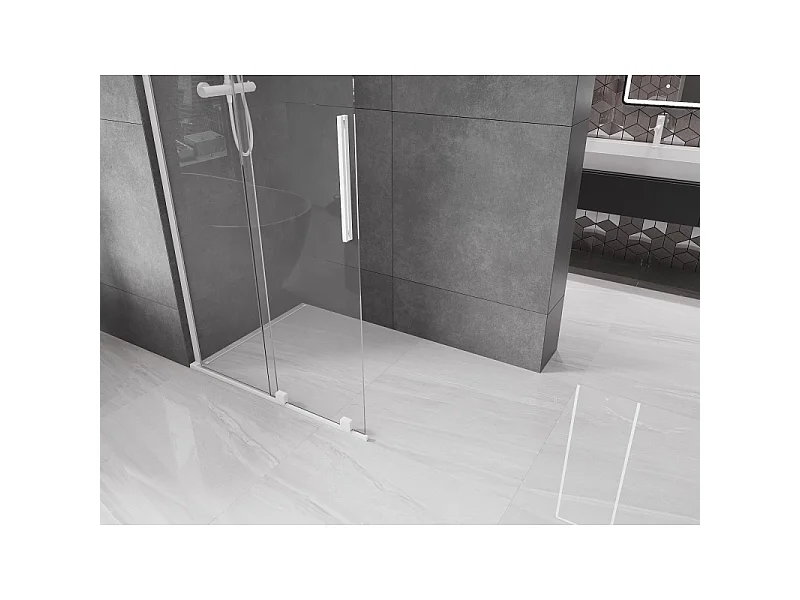 Mexen Velar L sliding shower wall Walk-in 90 x 200 cm, transparent 8 mm, white - 871-090-003-03-20