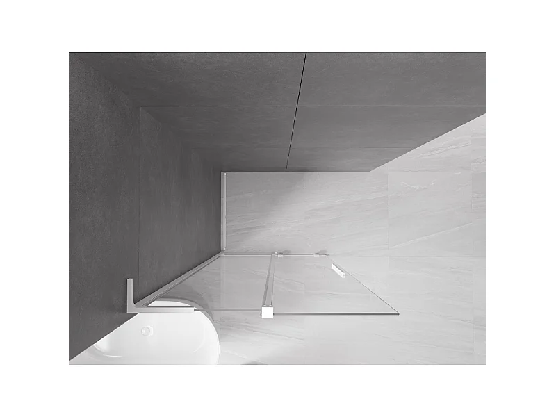 Mexen Velar L sliding shower wall Walk-in 90 x 200 cm, transparent 8 mm, white - 871-090-003-03-20