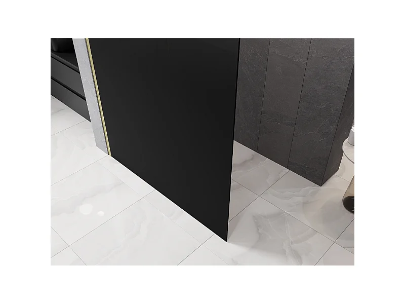 Mexen Kioto tuš kabina Walk-in 70 x 200 cm, črna ombre 8 mm, zlata krtačena - 800-070-101-55-76