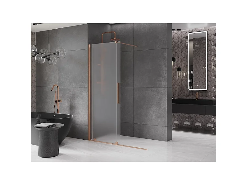 Mexen Velar Walk-in Shower Wall 160 x 200 cm, Frosted 8 mm, Brushed Bronze - 871-160-000-33-65