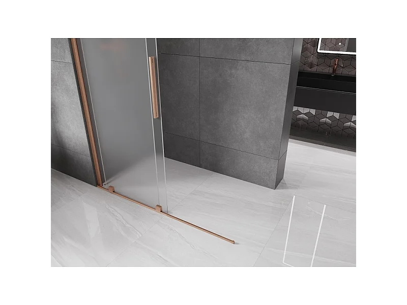 Mexen Velar Walk-in Shower Wall 160 x 200 cm, Frosted 8 mm, Brushed Bronze - 871-160-000-33-65
