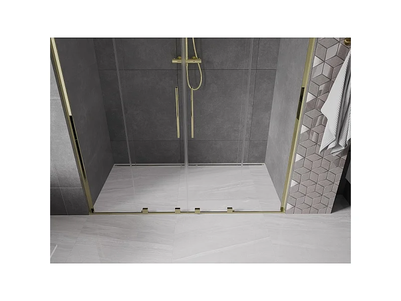 Mexen Velar L Duo skydedøre til bruser 200 cm, transparent, guld - 871-200-003-02-50