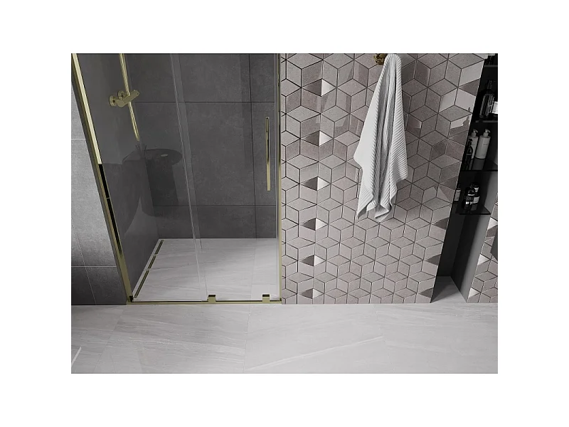 Mexen Velar L Duschschiebetür 100 cm, transparent, gold - 871-100-003-01-50