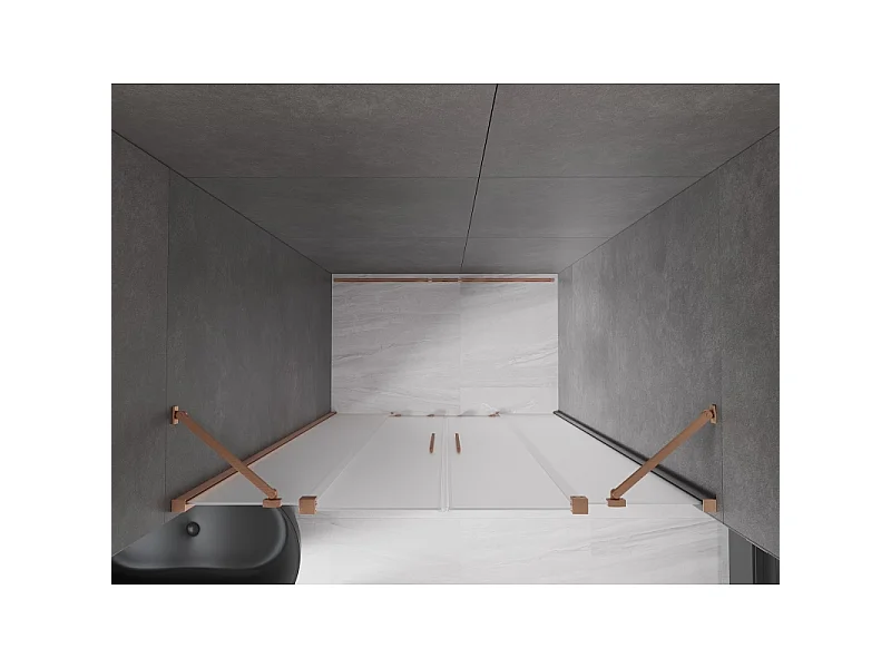 Mexen Velar Duo schuifdouchedeur 140 cm, ijs, geborsteld koper - 871-140-000-32-65